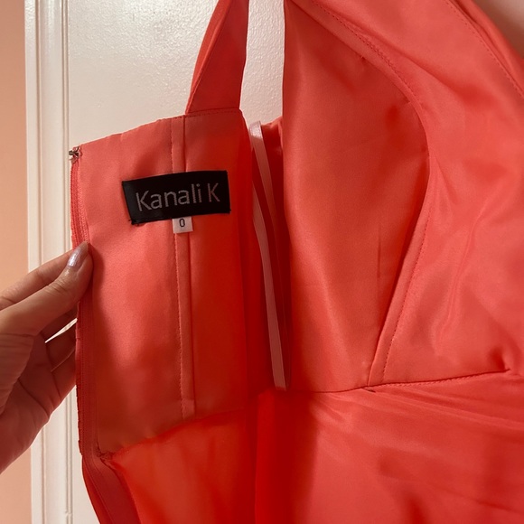 Kanali K Bridesmaid Rouched Chiffon Dress in Coral - Picture 6 of 10